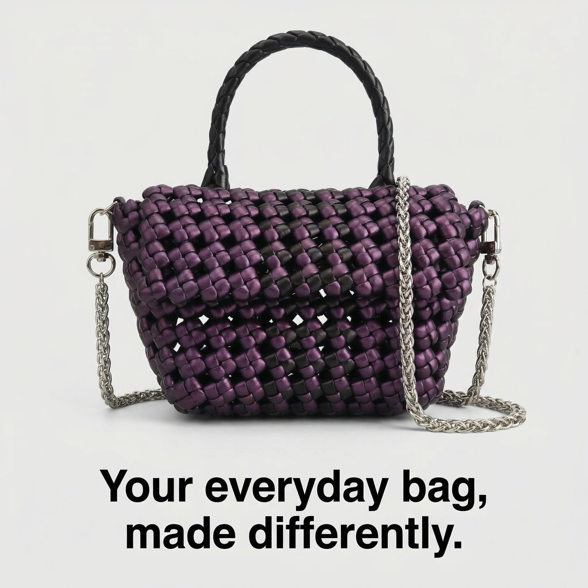 Handwoven Purple Tote Bag – Recycled Plastic, Waterproof & Handmade in Small Batches | NÁ Design