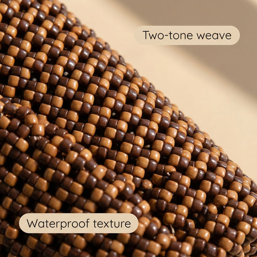 Handwoven Two-Tone Brown Tote Bag – Recycled Plastic, Small Size (15x14cm), Waterproof & Handmade in Small Batches | NÁ Design