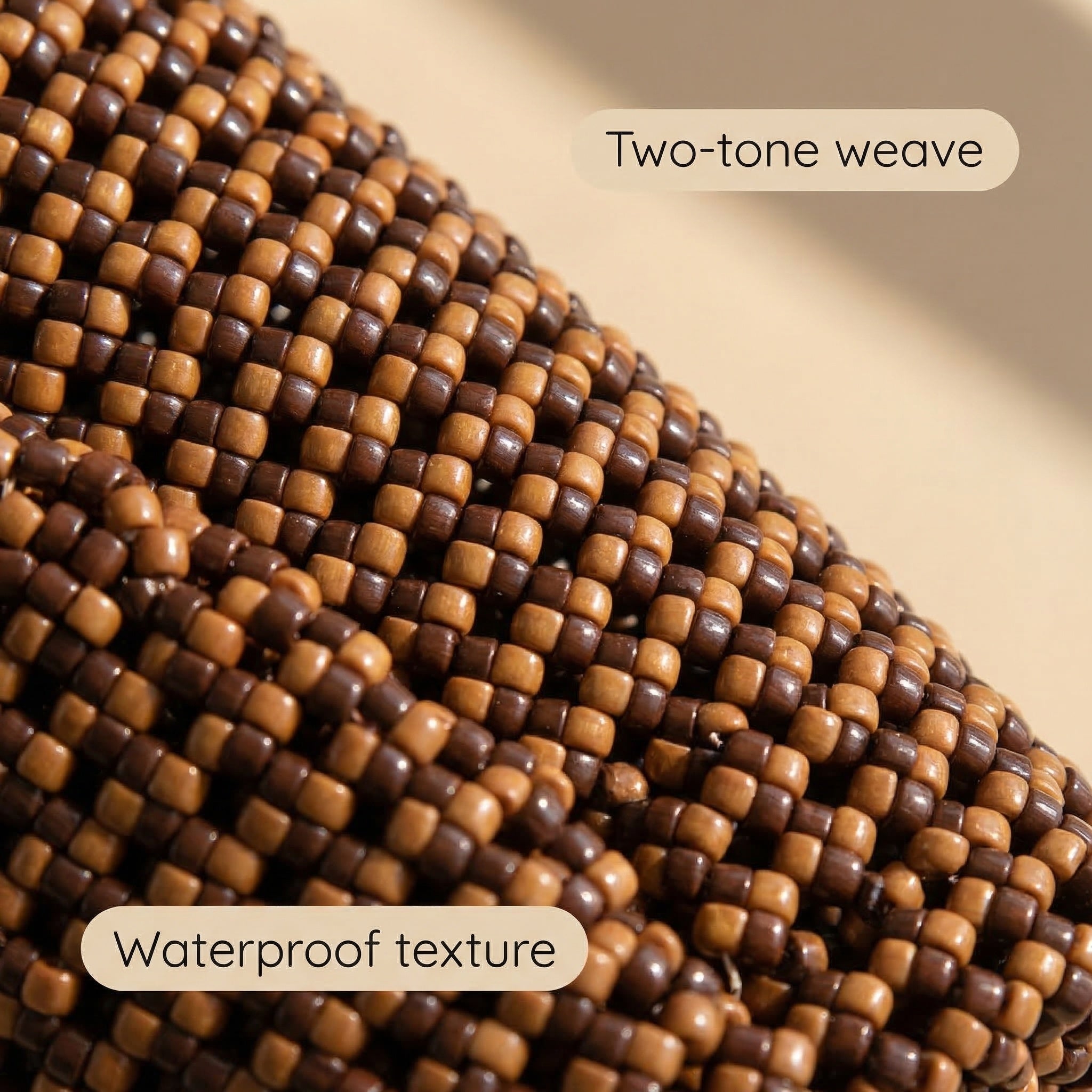 Handwoven Two-Tone Brown Tote Bag – Recycled Plastic, Small Size (15x14cm), Waterproof & Handmade in Small Batches | NÁ Design