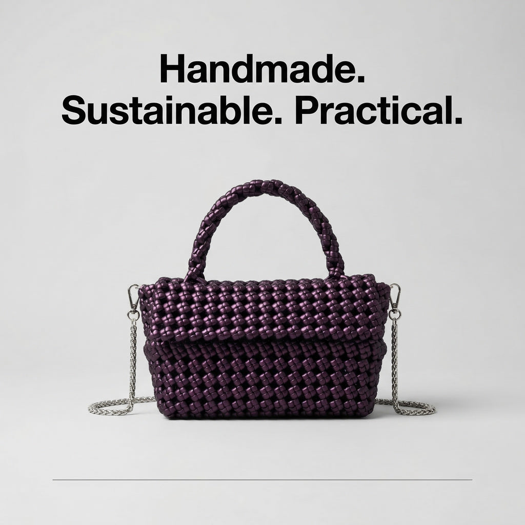 Handwoven Purple Tote Bag – Recycled Plastic, Waterproof & Handmade in Small Batches | NÁ Design