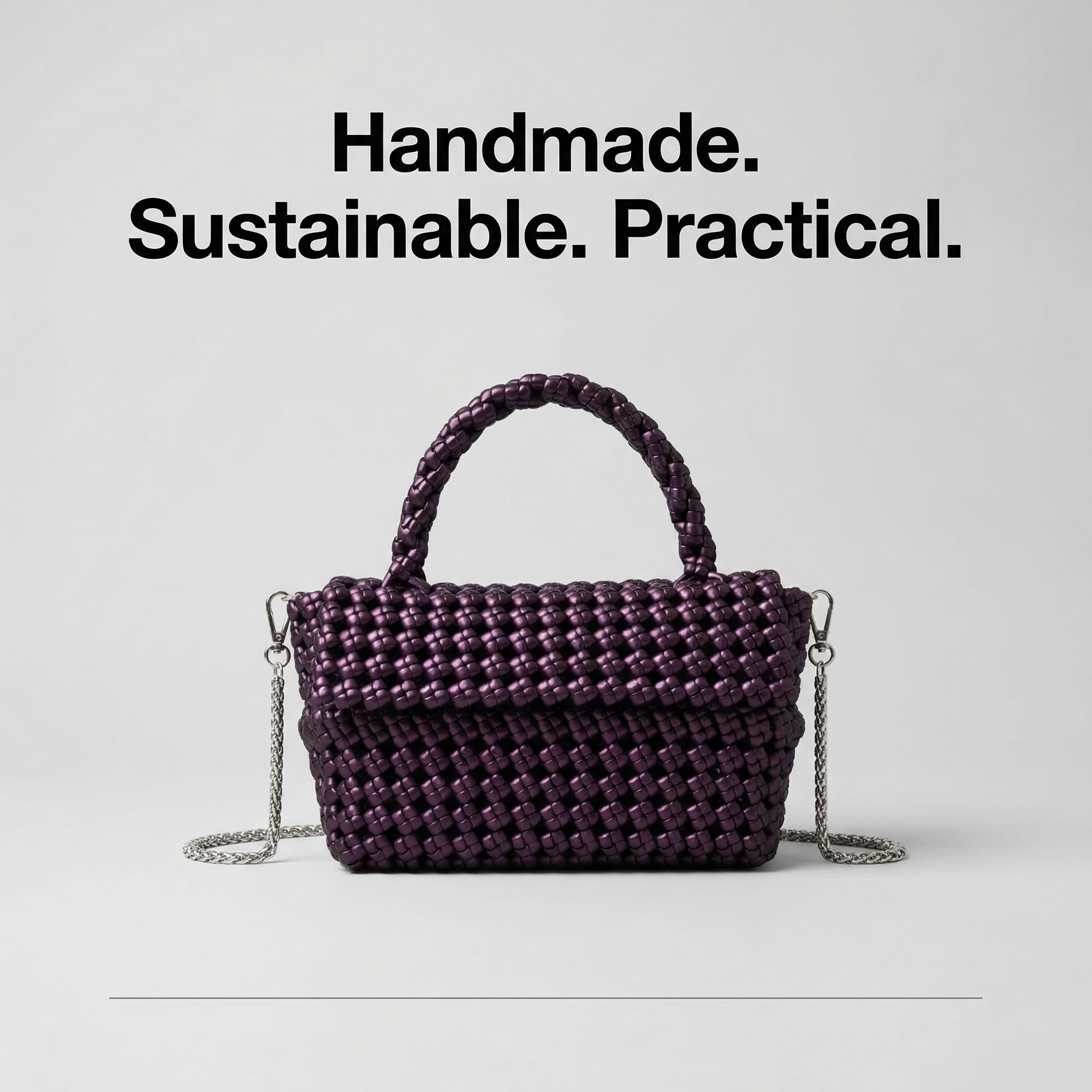 Handwoven Purple Tote Bag – Recycled Plastic, Waterproof & Handmade in Small Batches | NÁ Design