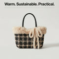 Handwoven Checkerboard Tote Bag with Faux Fur Trim – Recycled Plastic, Waterproof & Handmade in Small Batches | NÁ Design