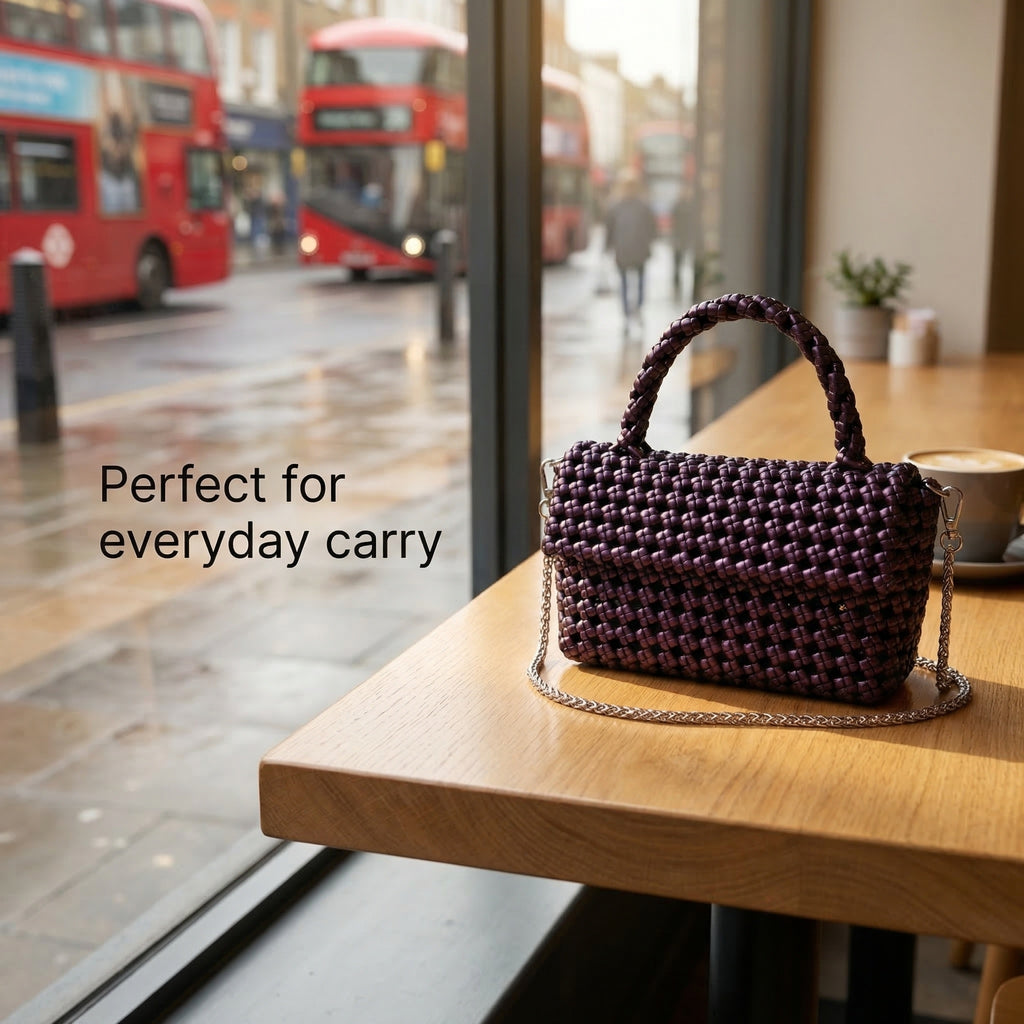 Handwoven Purple Tote Bag – Recycled Plastic, Waterproof & Handmade in Small Batches | NÁ Design